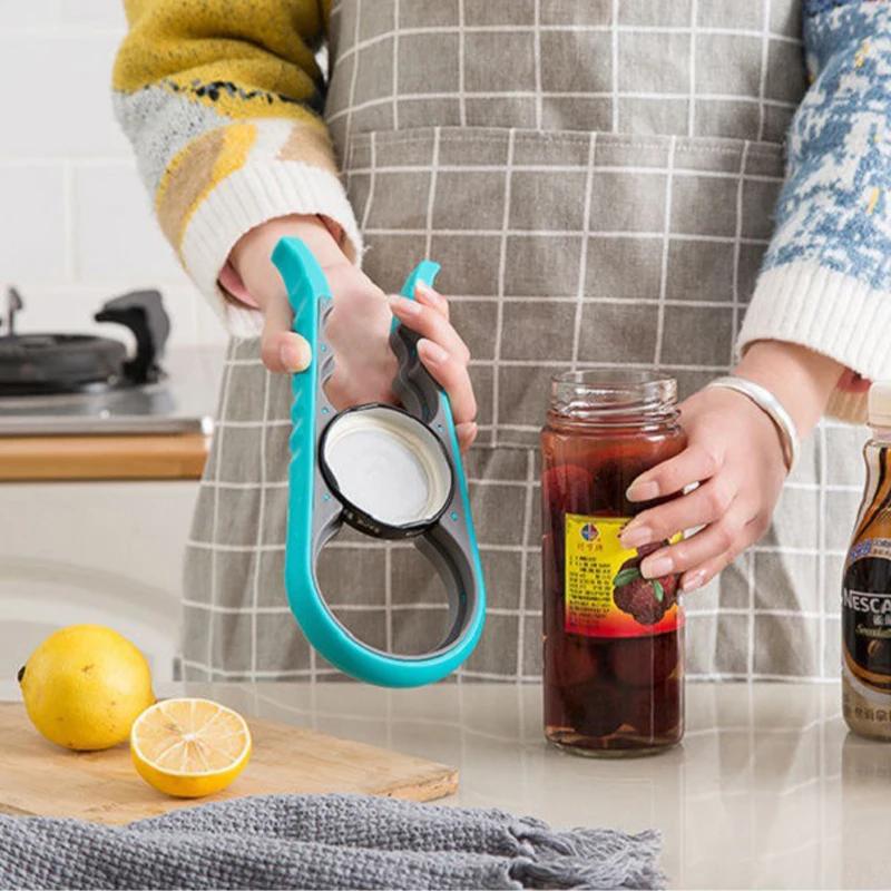 4 In 1 Kitchen Jar Lid Opener Multi-function Can Opener Jar Opener Clamp Non-slip Labor Saving Tool for Weak Hand Home Essential