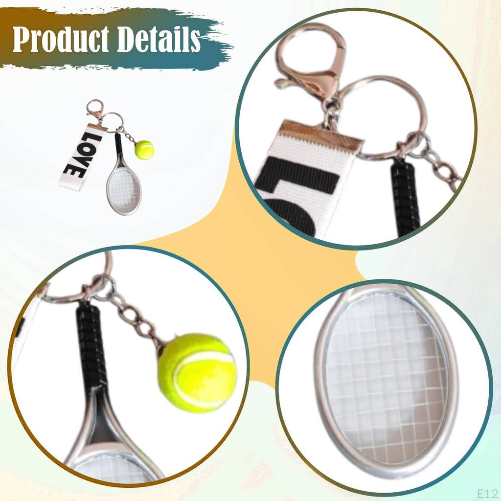 Tennis Racket Ball Keychain Chain Pendant for