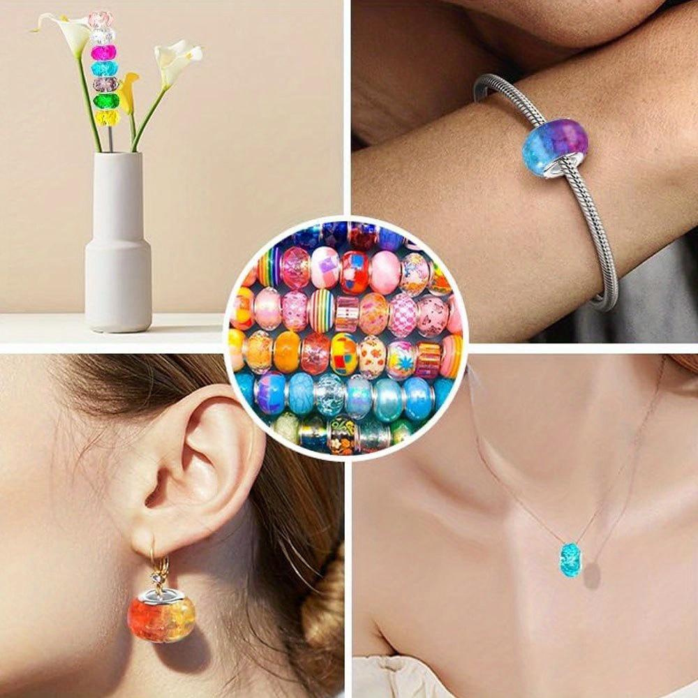 50pcs Resin Material, European Macroporous Beads, Bulk Mixed Color Spacer Beads, Garden Decorative Beads, Beads and Bead Accessories