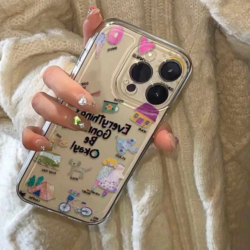 ins English Everything will be fine Applicable Apple 16promax Mobile phone case 15 Apple 14 Couple 13 New 12 Women X