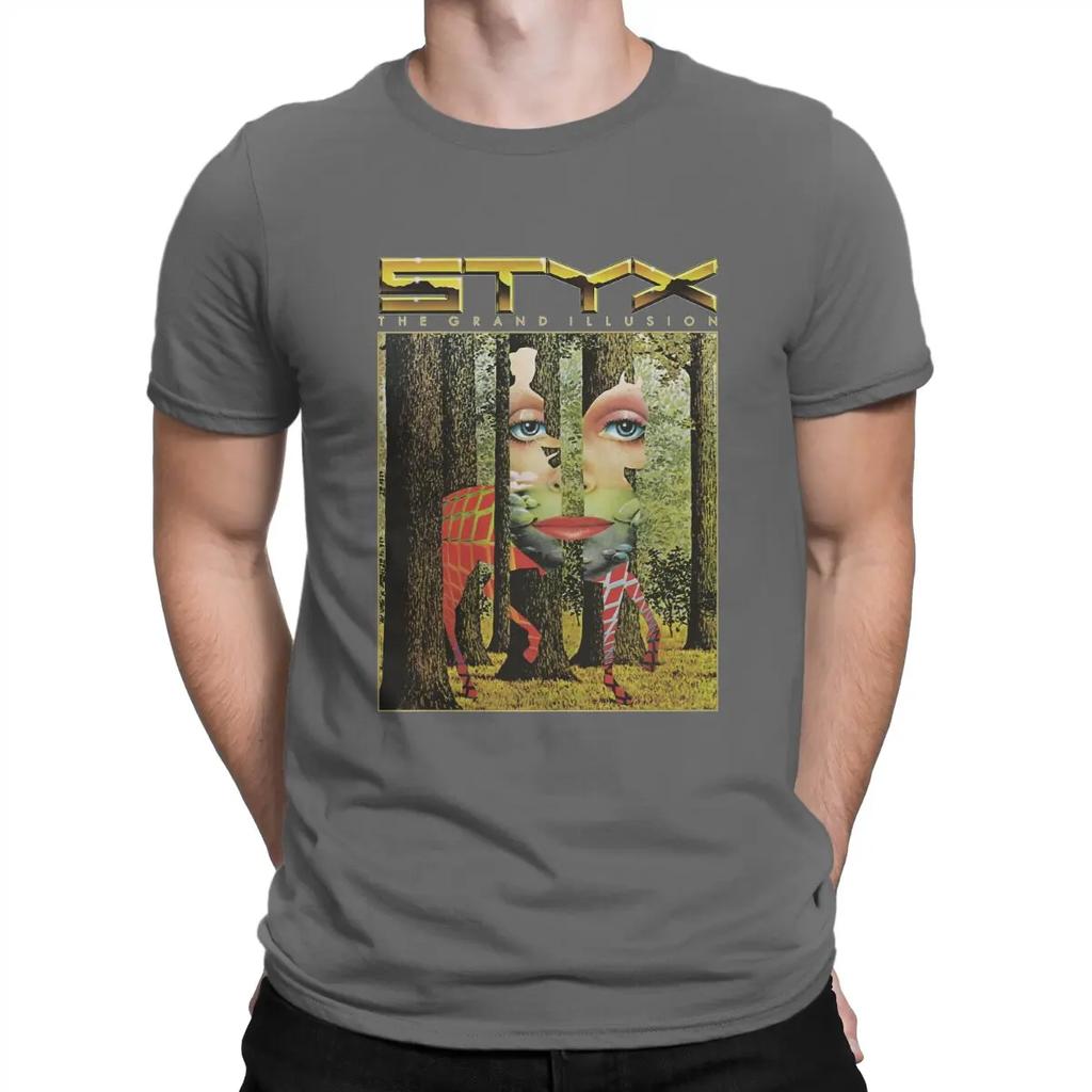 STYX Creative TShirt for Band The STYX Grand Illusion Round Collar Basic T Shirt Personalize Birthday Gifts OutdoorWear Unisex