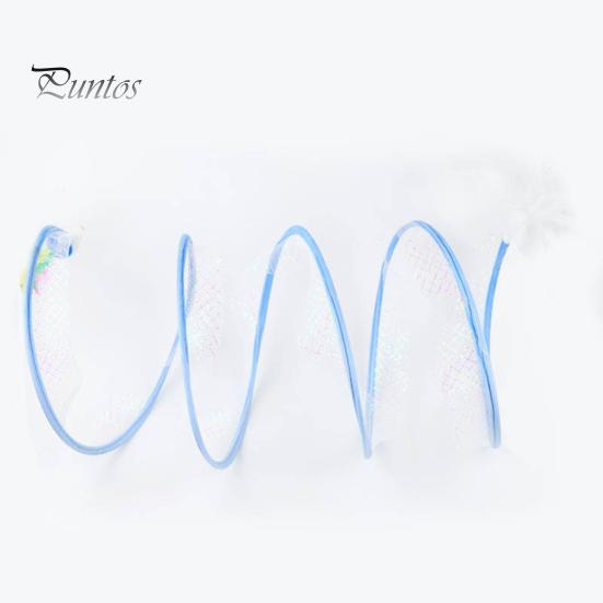Soft with Feather Interactive Toy Foldable Tunnel Kitten Tunnel Teaser Cat Channel Tube Pet Toy