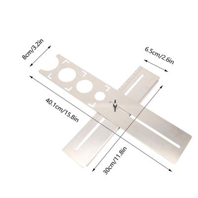 Stainless Steel Tile Hole Locator Ruler Drill Punch Tool for Home Decoration and Maintenance
