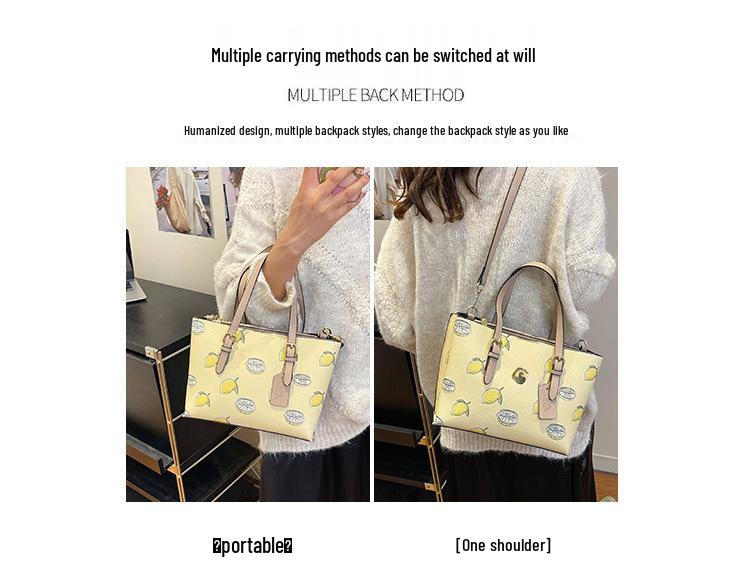 2025 Damen Retro Kirschdruck Tragetasche: Schulter- und Umhängetasche mit großem Fassungsvermögen