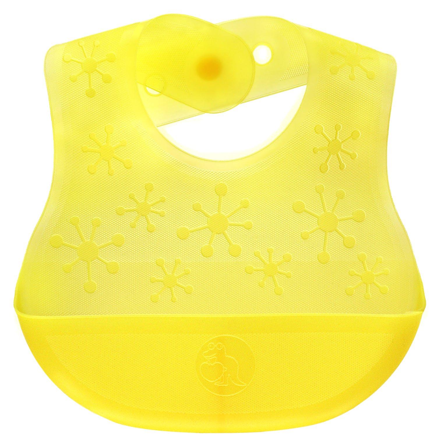 

Silicone Apron Smart Lightweight and Neck Beautifully Transparent Crystal Yellow T-Rex Bib, Soft, 3-Level Adjustment,