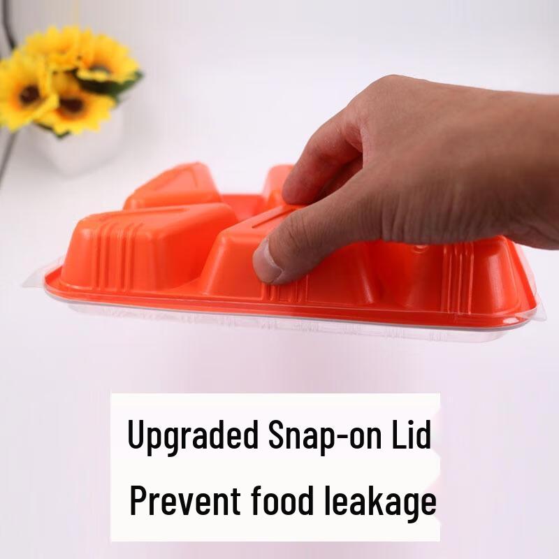 JINGRX Disposable 4-Compartment Lunch Boxes with Lids, 800ml, 100 Sets