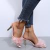 Brand Design Faux Fur Strap Slip On Sandals Women 2025 Summer Round Toe High Heel Slides Dress Party Outdoor Slippers