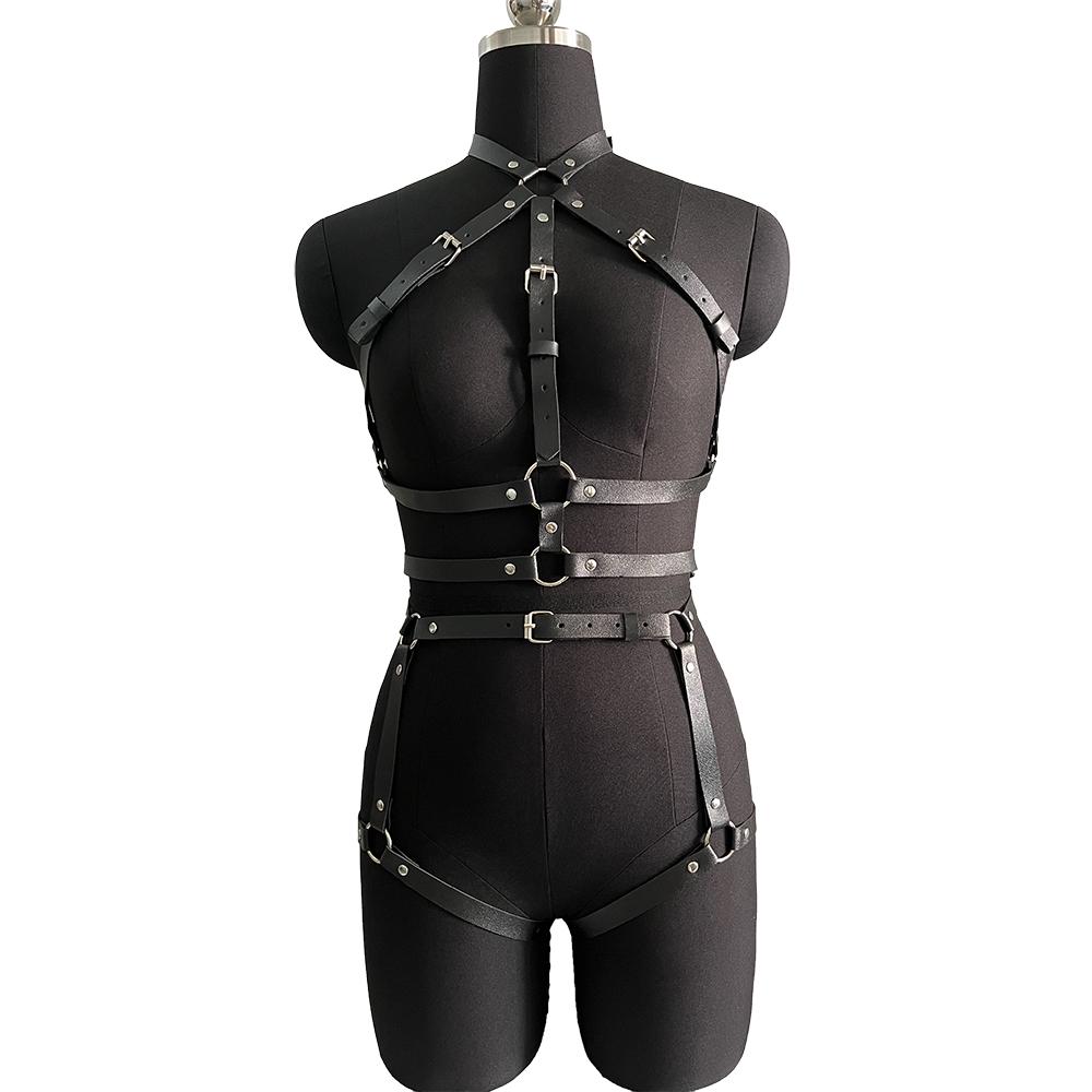 Women Sexy Bondage Harness Set Leather Lingerie Fetish Couple Underwear Thigh Garter Stocking Women's Harness Bra Sword belt