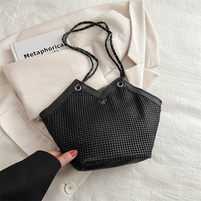 2024 New Fashionable Large Capacity Women's Tote Bag With Sparkling Rhinestones For Daily Use