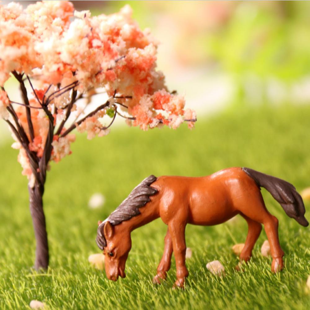 2PCS Miniature Animal Horse Doll Micro Landscape Bonsai Plant Ornament Table Decoration DIY Fairy Garden Accessory