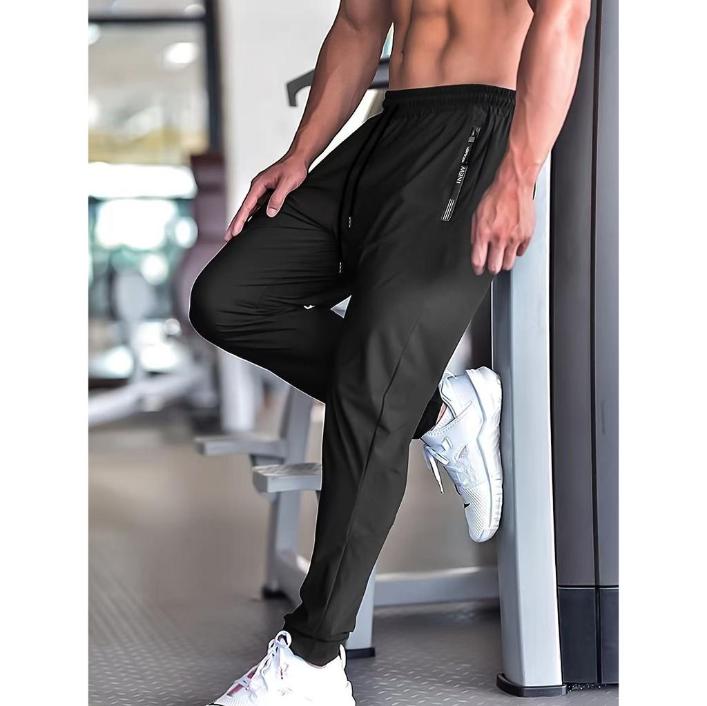 Men's Fitness Pants Zippered Pockets Stretch Sports Pants Running Daily Wear Casual Pants Jogger Man Football Fishing Gift Gym