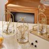 Creative Golden Bird Stainless Steel Fruit Fork Shelf Home Dessert Fruit Fork Spoon Storage Jar Glacier Glass Storage Bottle New