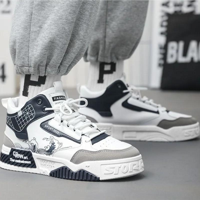 Trendy 2025 Herresko Hvit Vår Høst Snørestøvletter for Menn Fottøy Y2k Klassisk Retro Komfortabelt Casual Motedesigner