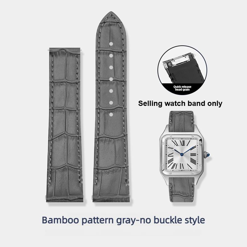 Quick-Release Cow Leather watchband For Cartier Santos  WSSA0009 WSSA0029 Men women replacement watch strap 19mm 21mm Black blue