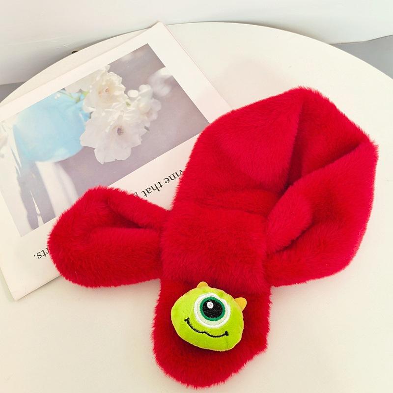 

New red scarf children s plush scarf winter boys and girls warm kindergarten Christmas New Year s Day gift bright red