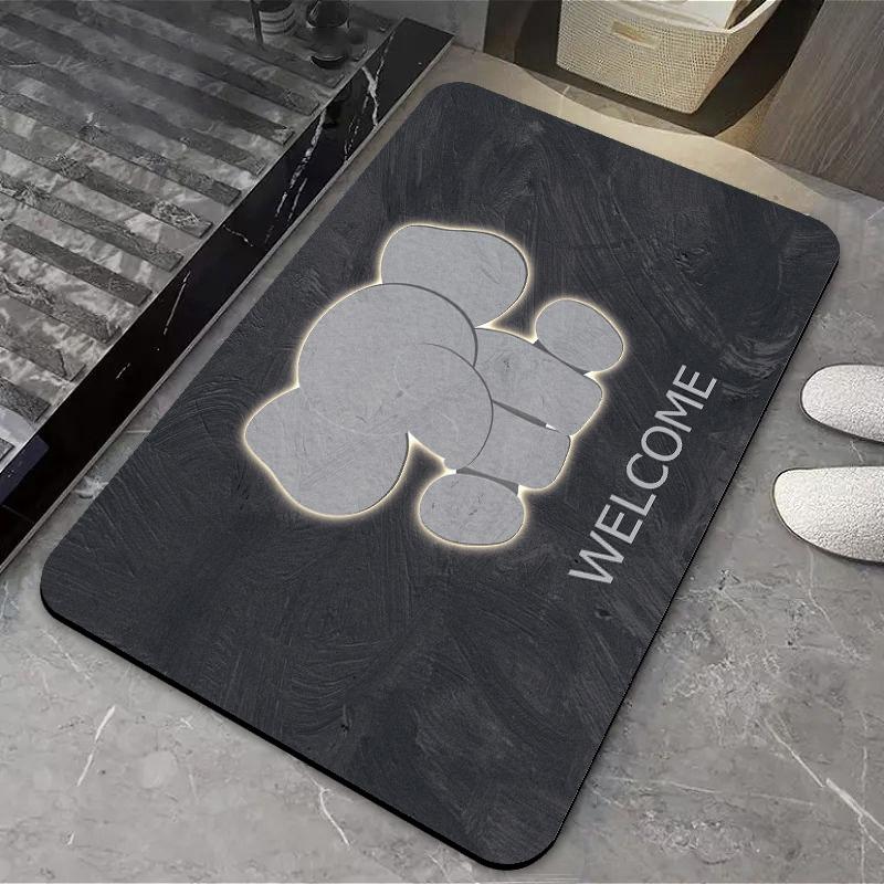 Cute Panda Door Mat Chinese Style Bathroom Diatom Mud Floor Rug Anti Slip Household Toilet Super Absorbent Quick Drying Carpet