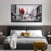 Abstract Black White Paris City Street Landscape Oil Painting Print Poster on Canvas Mural Wall Art for Living Room Home Decor