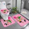 3pcs The Fairly OddParents Pattern Flannel Nonslip Absorbent Washable Decorative Bathroom Home Toilet Seat Cover Mat