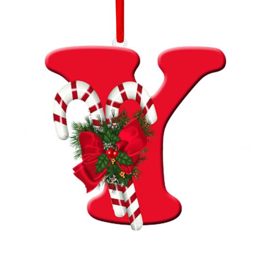 Christmas Acrylic Letter Hanging Decoration Car Rearview Mirror Xmas Tree A to Z Alphabet