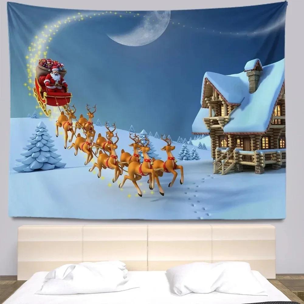 Christmas New Year Santa Claus Tapestry Living Room Sofa Home Decoration Christmas Gift
