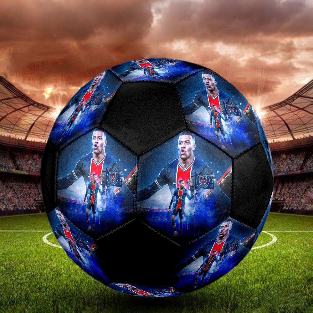 1PC Jeune Mbappé Brille taille 5 ballon de football PrahaBallon de Football en Salle Coloré Tous Âges Cousu à la Machine PVC Prêt pour la Compétition Durable Haut Rebond