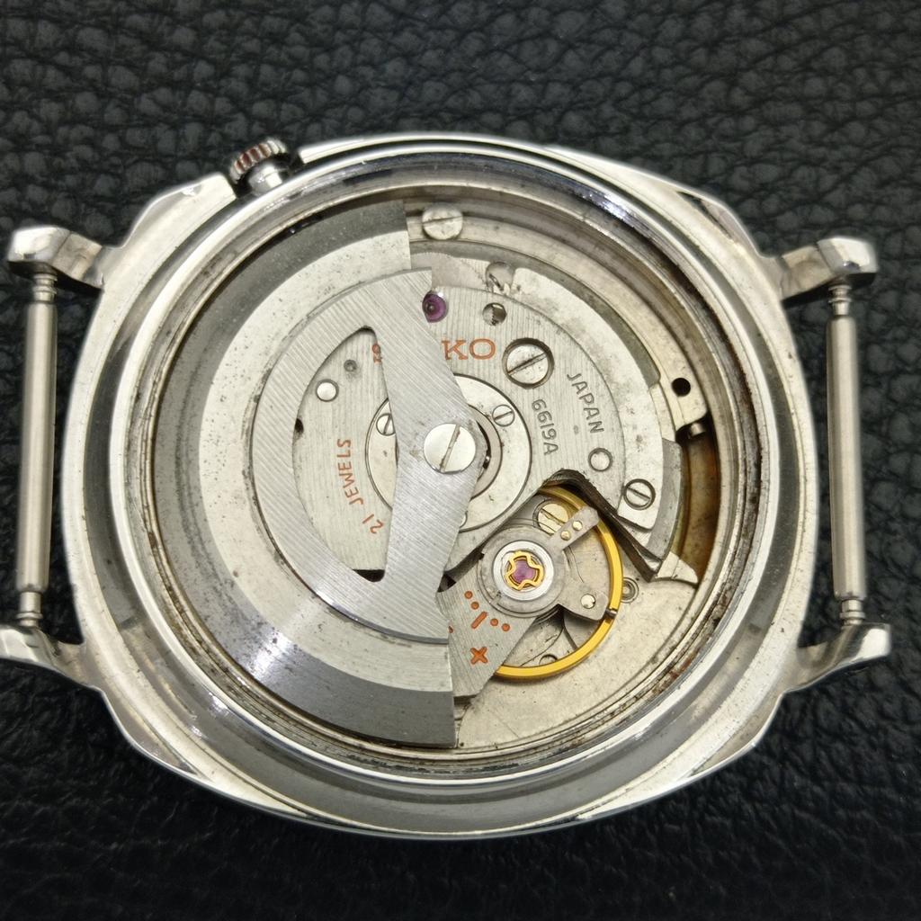 SEIKO 5 AUTOMATIC JAPAN MENS 6619A VINTAGE ARABIC WHITE DIAL WATCH a702443-5 R124-a702443