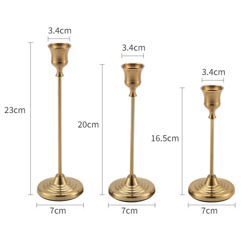 European Style Gold Wrought Iron Small Trumpet Candle Holder for Candlelight Dinner