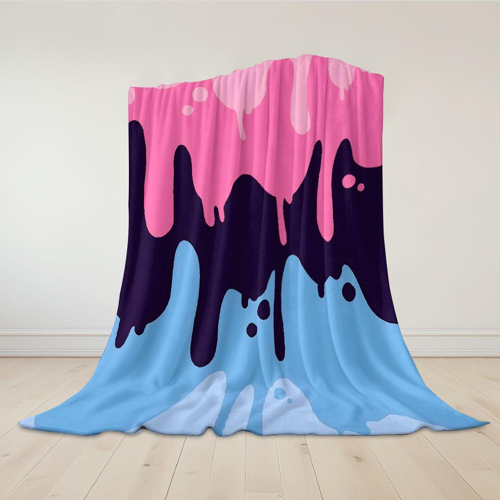 Pink Drip Gradient Flannel Blanket Warm Soft Halloween Christmas Couch Warm Cozy Decorative Decor Gift for All Season