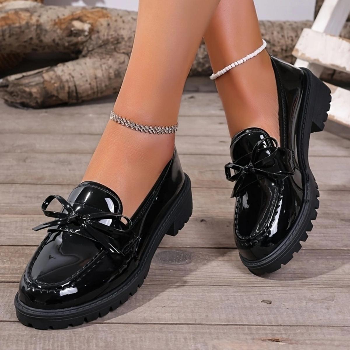 

Женские блестящие красные повседневные туфли - Противоскользящие, украшение в виде банта, блестящие туфли на плоской подошве, универсальный дизайн, элегантный стиль, подходят для офисной носки 37