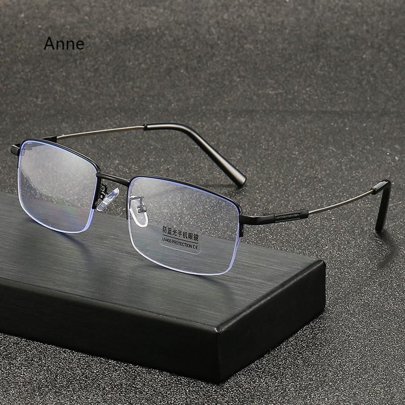 Metal Anti-Blue Light Reading Glasses Men Small Square Optical Eyeglasses Ultra-thin Male Eyewear Half Frame Presbyopic Glasses