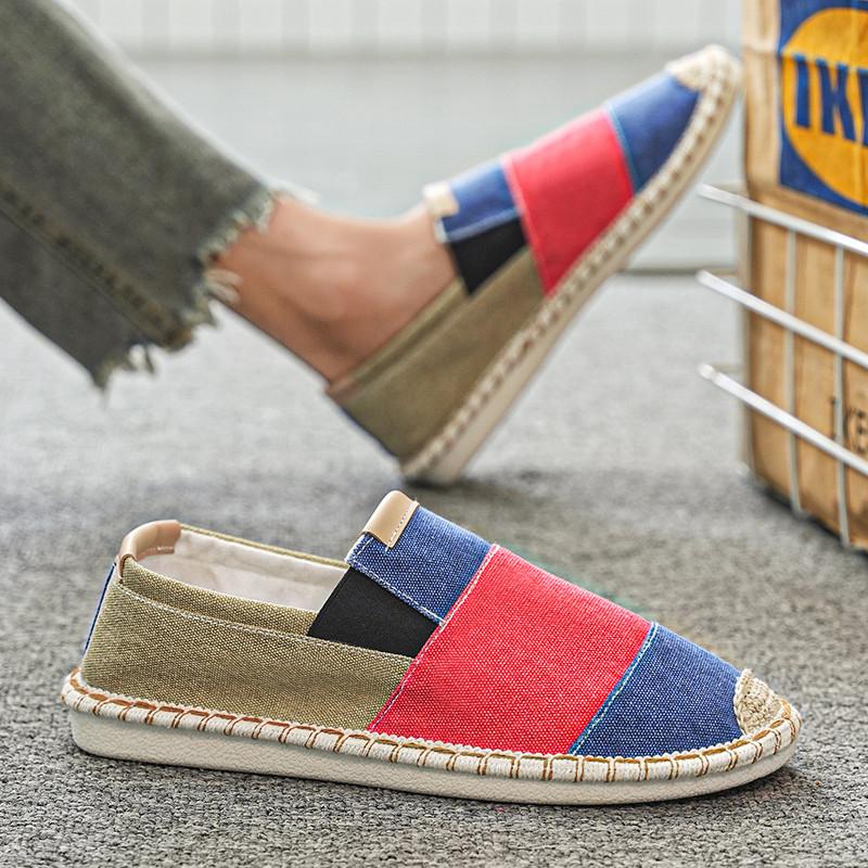 Fashion Summer Slip On Shoes Men Hemp Canvas Shoes Comfortable Flats Men's Cloth Shoes Breathable Casual Loafers Men Fisherman Shoes