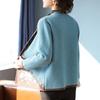 Autumn and Winter Women's Spliced stand Collar Button Printed Fashionable Casual Knit Sweater Cardigan