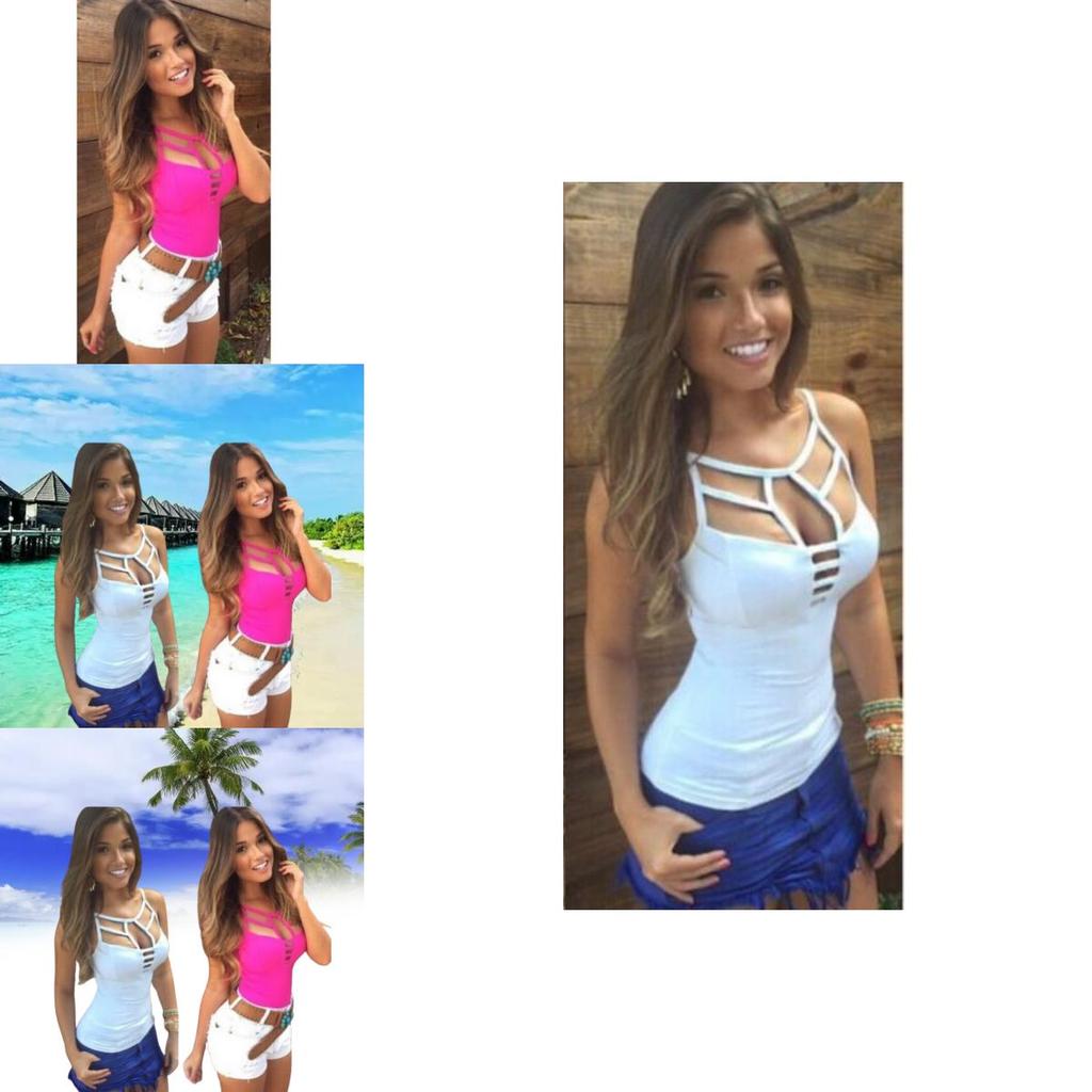 Solid Color Thin Shoulder Strap Halter Top Sleeveless Blouse Summer Casual T Shirt