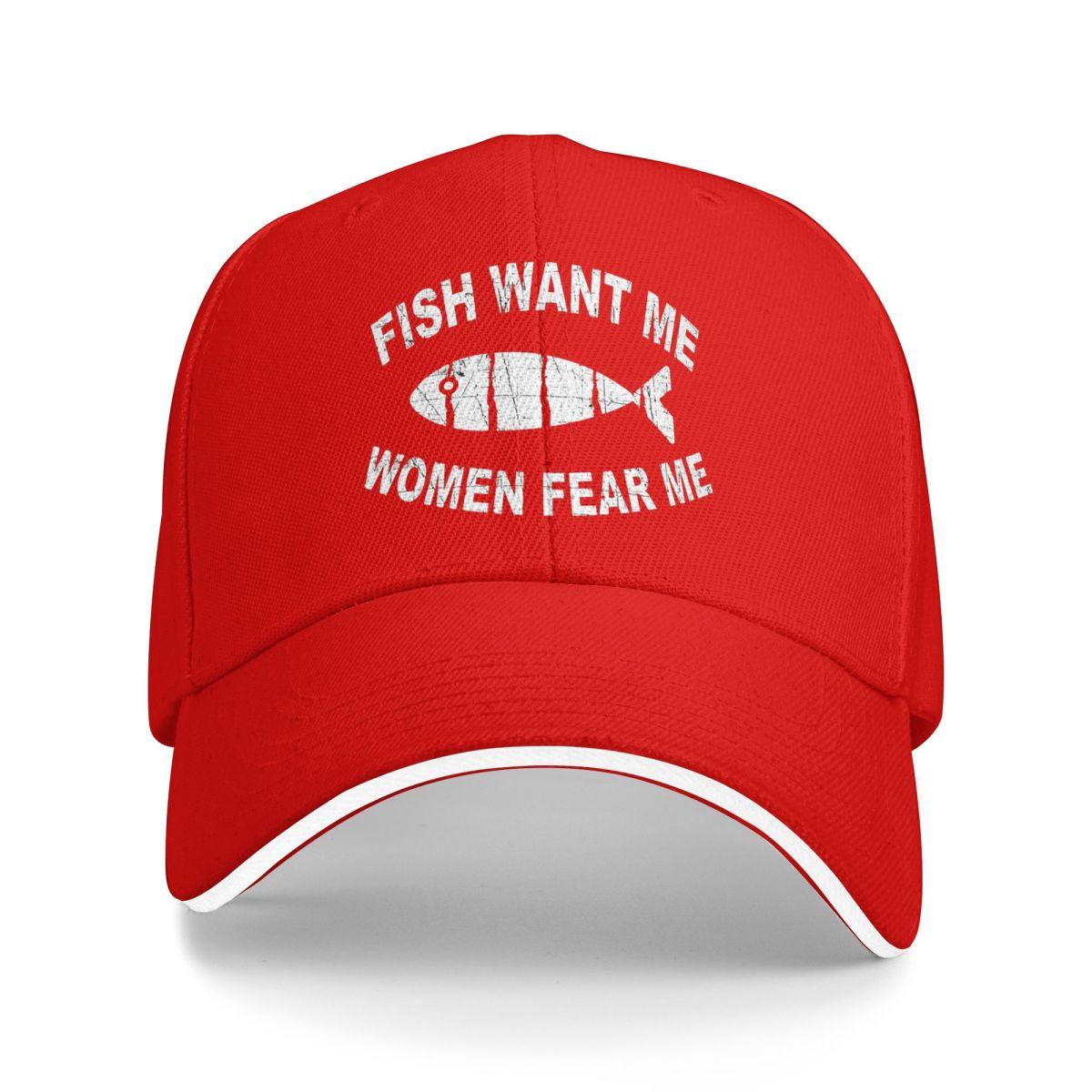 

Fish Want Me Women Fear Me Baseball Caps Snapback Baseball Hats Breathable Casual Casquette Outdoor for Men And Women One Size