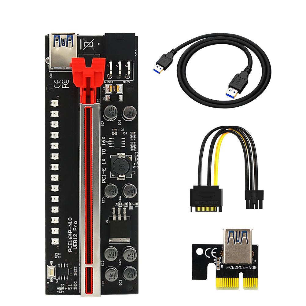 Buy Riser Ver12 Pro PCIE 1X to 16X 6pin SATA Adapter Cable Riser ...