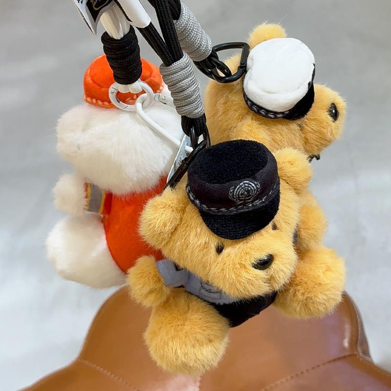 Police Firefighters Traffic Police Teddy Bears Plush Keychains Decorative Dolls