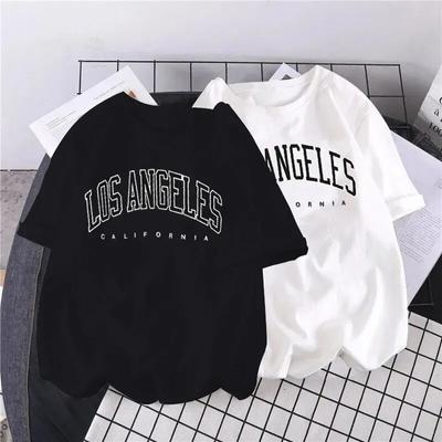 Tricou unisex de vară, modă Los Angeles, imprimeu cu litere americane, model cu mânecă scurtă, tricou din bumbac, top Y2k, tricou WoUnisex Plus