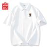 MINISO Men's Waffle Knit Short Sleeve Polo T-Shirt with Cartoon Print
