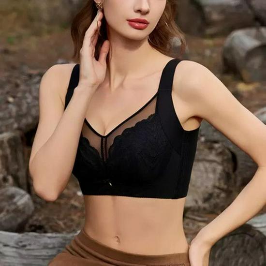 Anti-Light Large Bust Lift Support Underwire Bra with Back Closure.