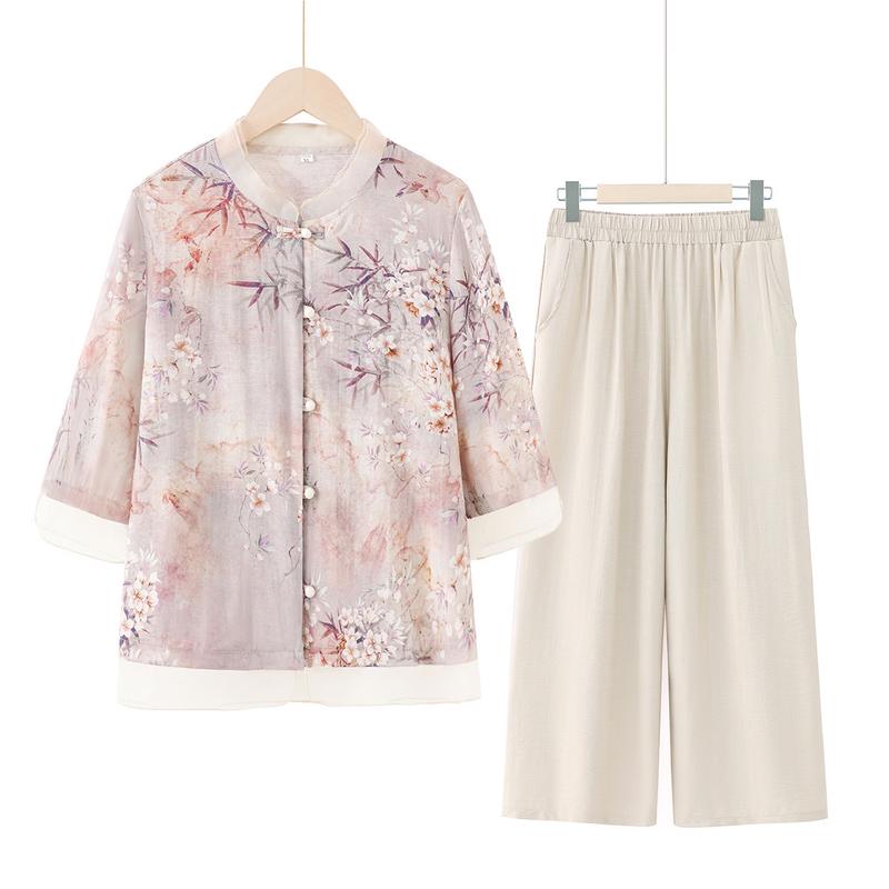 Yuzhaolin New Chinese Style Printed Summer Set for Women