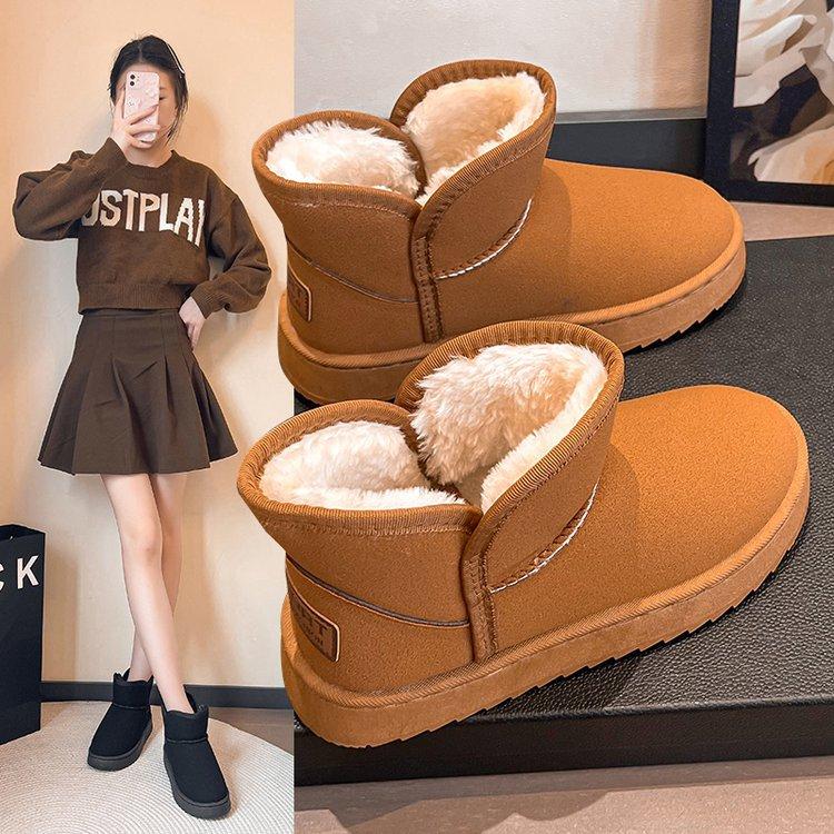 Women's Large Size Soft Sole Winter Warm Fur Snow Boots Padded Lined Ankle Boots Anti-slip Hiking Casual Sports Cotton Boots