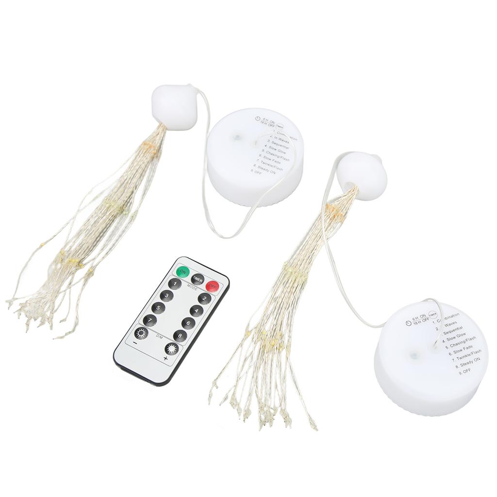 2Pcs LED Decorative Lights 8 Modes DIY Hanging Solar Decorative Lights with Remote Control for Outdoor Courtyard