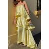 Women's Strapless Tiered Ruffle Midi Dress Multi Color Elegant Summer Dress