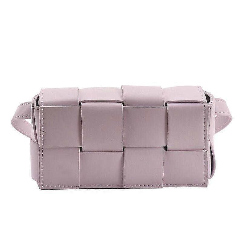 New Light Purple Small Square Bag Fashion Single Shoulder Crossbody Bag Solid Color Simple Woven Waist Bag Chest Bag Women