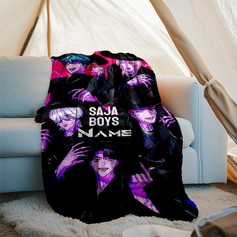 Personalized Custom Name Blanket - Kpop Demon Hunters Print Design,Blanket for Sofa,Bed,Travel,Camping - Soft and Warm, Great Gift