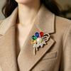 Women's Flower Brooch with Colorful Rhinestones and Elegant Plant Design for Parties