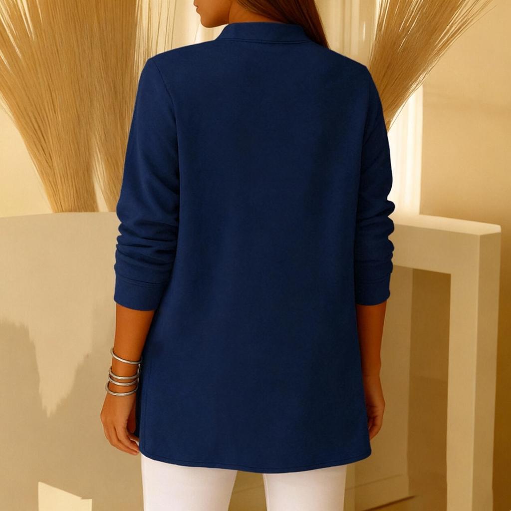 Women's Solid Color Button Long-sleeved Casual Loose Pullover Top