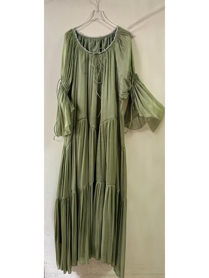 European Pearl Collar Pleated Tassel Dress with Patchwork and Lace-up Design XXL