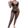 Lace Jumpsuit Hollow Mesh Fishnet Sleeveless Seductive Costume Halter Neck Women Wedding Night Honeymoon Bedroom Bodysuit