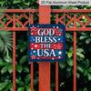 2D Flat 1pc Patriotic "God Bless The USA" Aluminum Plaque, Weatherproof Hanging Metal Sign with Stars, Rustic Americana Wall Decor for Home Porch